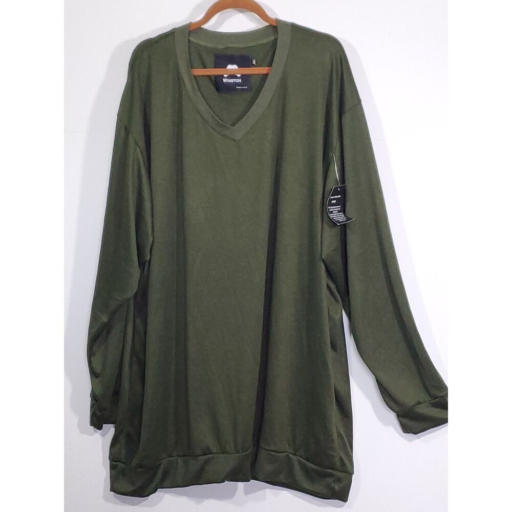 Winston Men 5XL V-Neck Green Pullover Long Sleeve Knit Top Layering Lightweight
